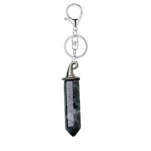 Labradorite Hexagonal Prism GunBlack Wizard Cap Pendant Keychain