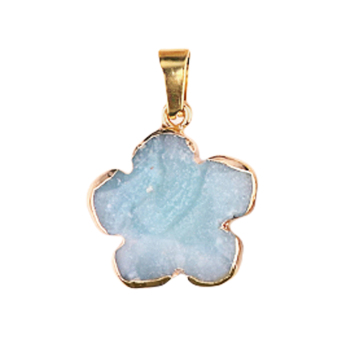 DIY 제작 쥬얼리를위한 Amazonite 20mm 꽃 포장 황금 돌 펜던트