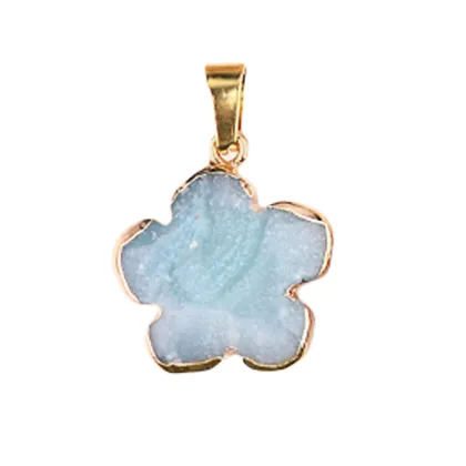 Amazonalite 20MM Flower Wrapped Golden Stone Pendant for DIY Making Jewelry
