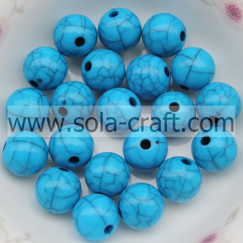 Fashion Opaque Crackle Acrylic Round Beads For Jewelry