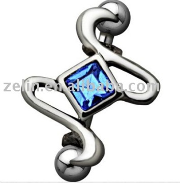 blue stones stainless steel eyebrow body ring piercing jewelry