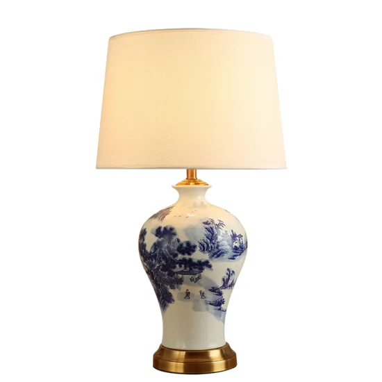 Modern Blue and White Porcelain Table Lamp for Home Use - Factory Supply
