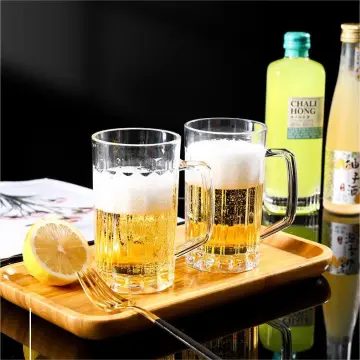 Wholesale Unbreakable Polycarbonate Acrylic 500ml Beer Glasses with Handles - Clear Plastic Beer Mugs