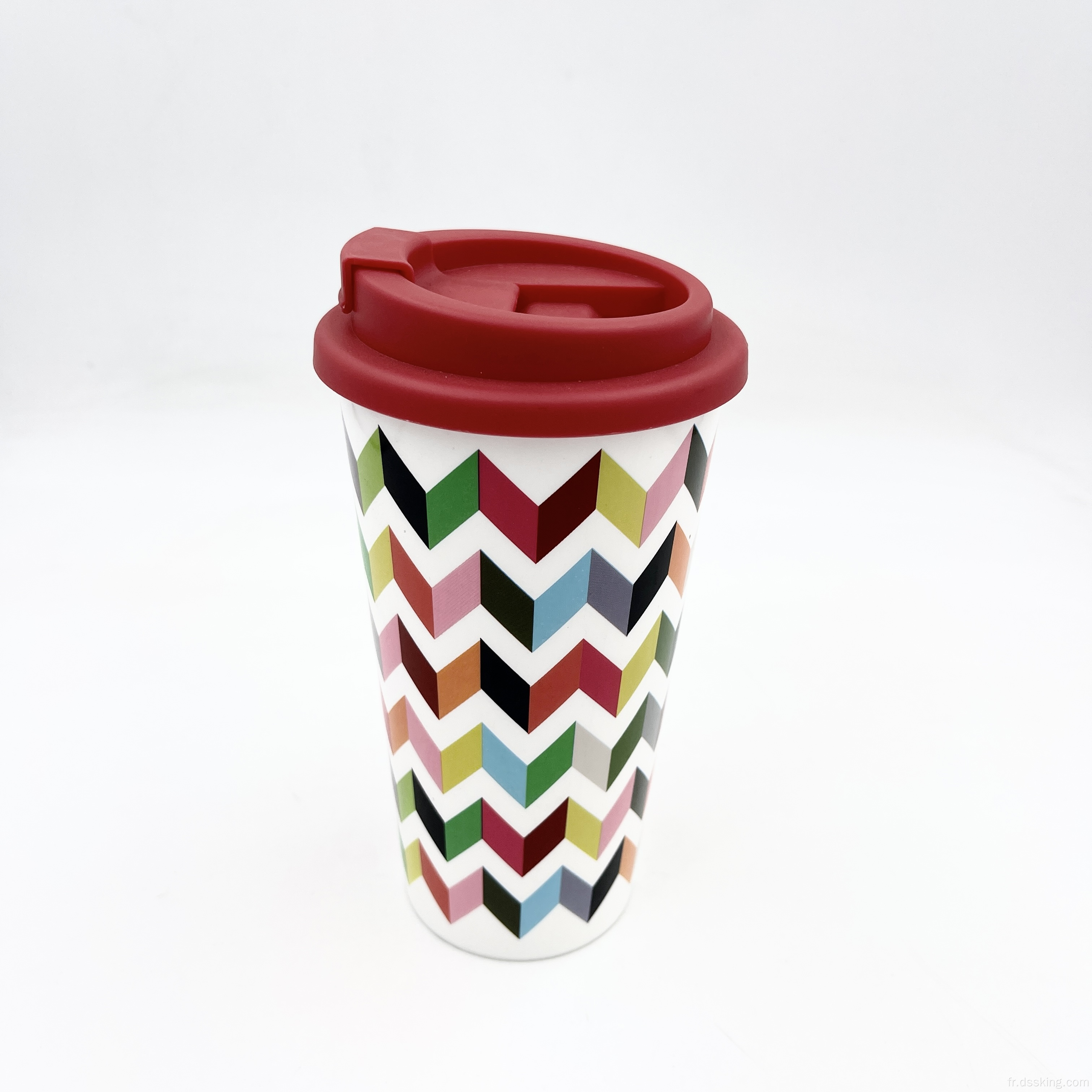 Éco-Friendly Reusable Custom imprimé BPA Free 16 oz Double Coffee tasse avec couvercle