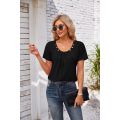 Button woman t shirt Casual Short Sleeve