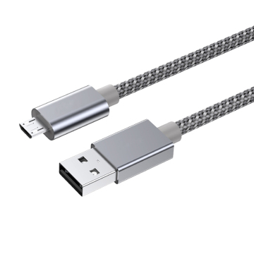 Free Sample: Long-tail Braided Nylon Metal Shell 1m OEM Micro USB Cable for Android Smartphones