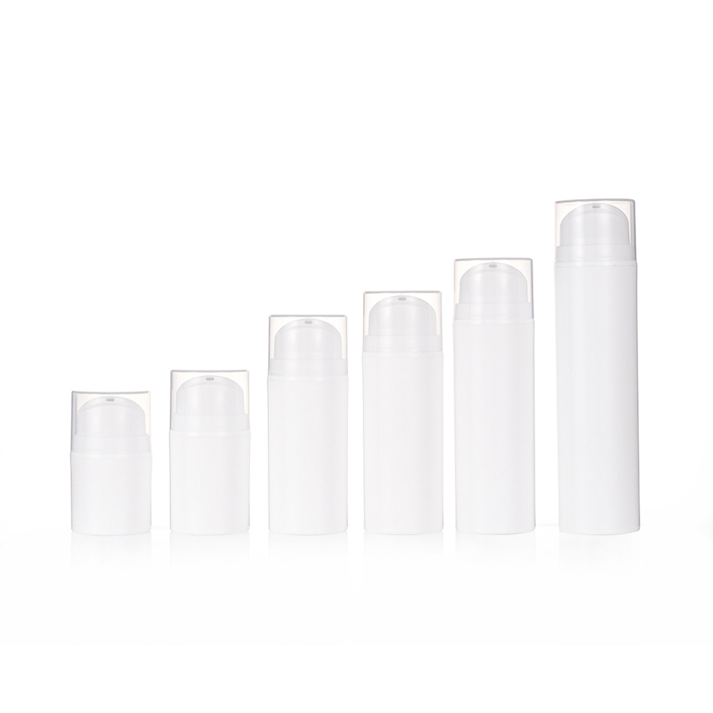 White PP Plastic Airless Lotion Pump Bottles