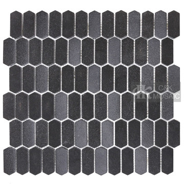 Long Hexagon Black Recycled Glass Mosaic Tiles