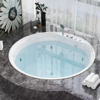 Modern Round Massage Bathtub with Bubble Bath Fizzies and 5 Faucet Accessories for Luxurious Bathroom