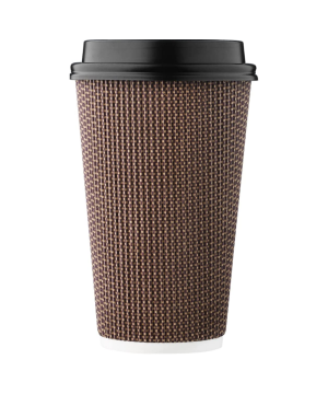 Tazza di caffè a doppia parete da 16 once isolata con coperchio - design geometrico marrone per bevande calde
