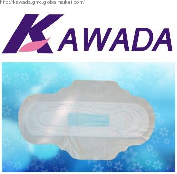 285mm long super ultra thin sanitary pads with ADL in blue,with wings.