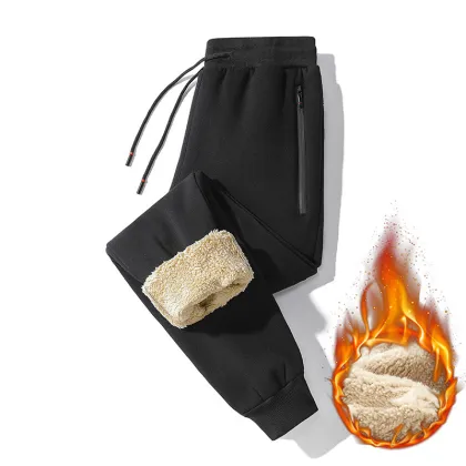 Lamb Cashmere Cotton Men's Casual Pants - Versatile Extra Large Size Winter Cashmere Warm Pants