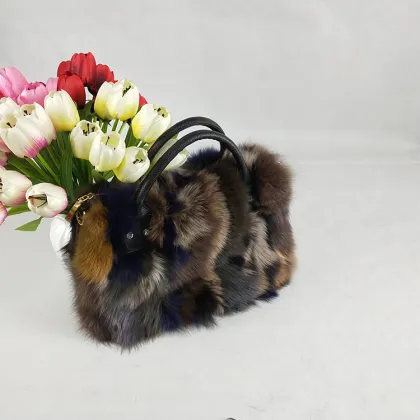 High-End Women Tote Bags Genuine Leather Design Shoulder Bag Ladies Real Fox Fur Bag