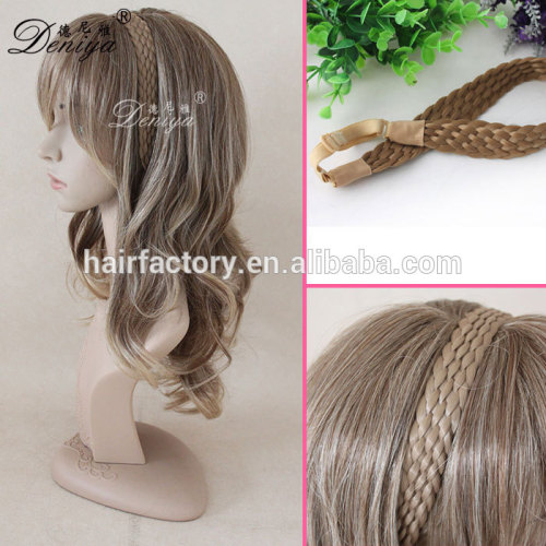 Easy wear easy adjust synthetic hair braids high quality head band, hair pieces for young lady