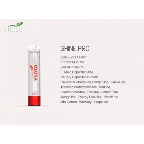 Yuoto Shine Pro Tek kullanımlık Vape 2000Puffs