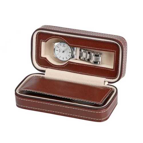 OEM Handmade Pu Leather watch packaging with zipper