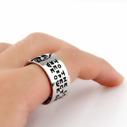 High polished Half face inspiration skull ring