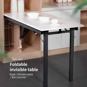 White Folding Kitchen Table: Space-Saving Wall-Mounted Dining Solution
