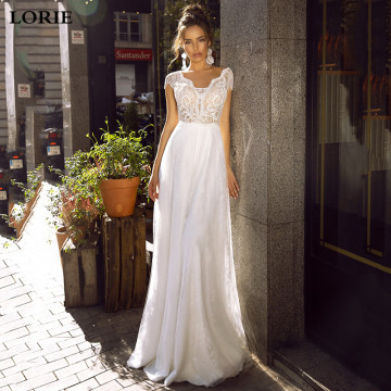 LORIE Bohemian Wedding Dress Cap Sleeve Vintage Lace Bridal Gowns Vestido De Novia Backless Country Wedding Gown Custom Made