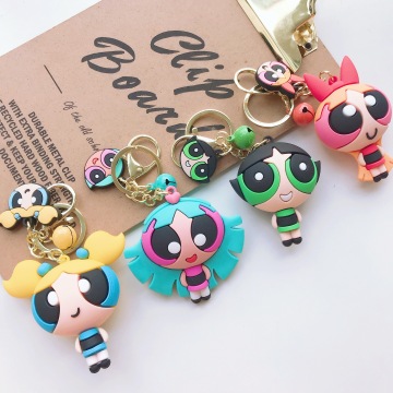 Cartoon Cute Keychains Accessories Character Cute Powerpuff Girl Key Chains Couple's Bag Pendant Creative Car Pendant Key Rings