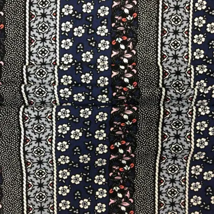 Viscose Crinkle Stripe Flower Printed Fabric