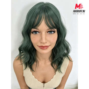 Peruca de cabelo encaracolado verde da moda para mulheres