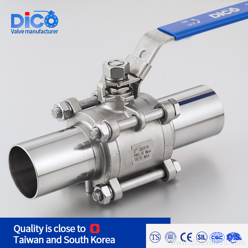 Sanitary Length Butt weld CF3m/CF8m Floating Ball Valve