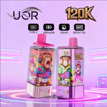 UOR 120000 120k Puffs 4 in 1 Flavors Vape Disposable E-Cigarette with LED Display EU Warehouse