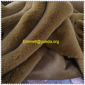100% POLYESTER BROWN COLOUR FAUX RABBIT FAKE FUR FABRIC