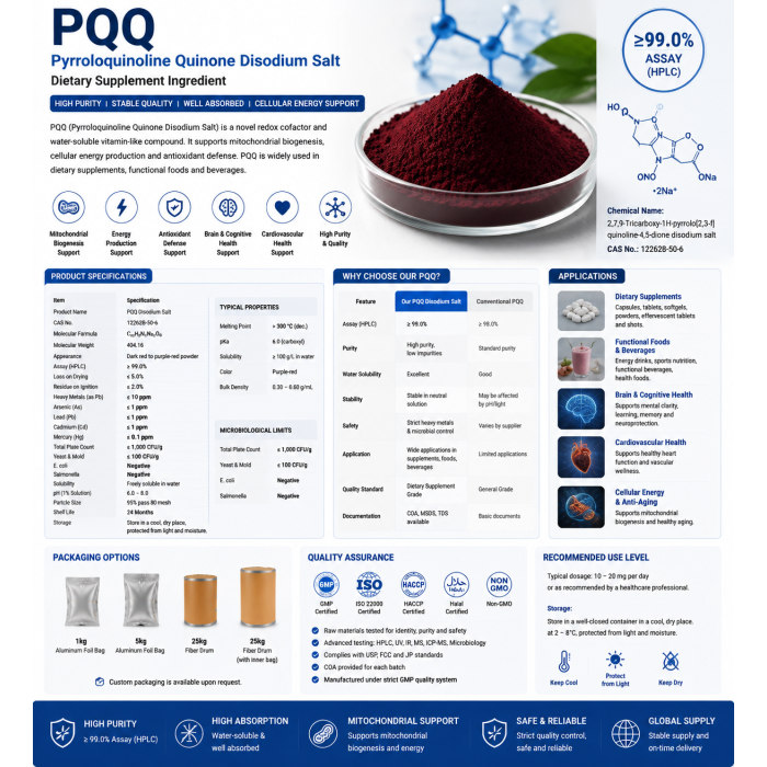 Polvo de suplemento dietético PQQ