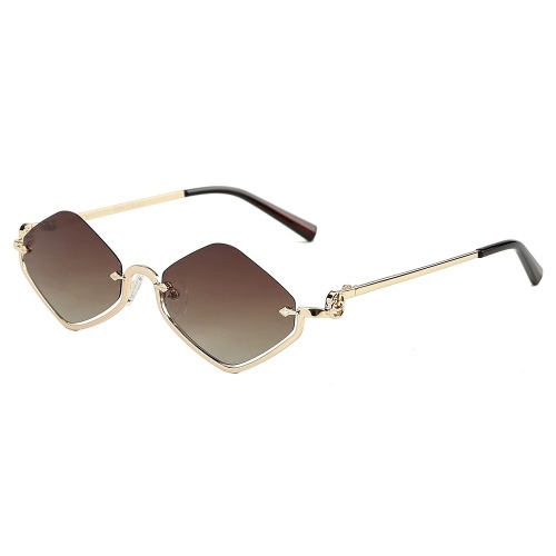Wholesale TAC Lenses Geometric Half-Rim Metal Sunglasses ME2168-C1