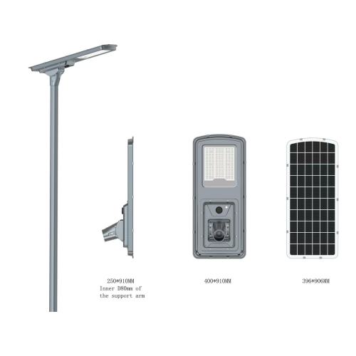 Farola solar con lente óptica de brazo largo