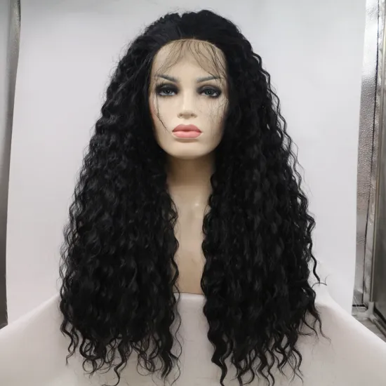 Vigorous mono long premium high quality afro kinky curly wholesale black women synthetic hair wigs lace front