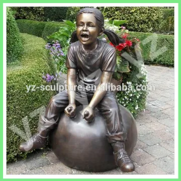 garden life size casting brass figure sculpture of playing girl