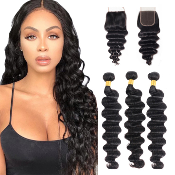 Xuchang Factory Human Hair Weave Bundles 100% Human Hair Extension Loose Deep Raw Virgin Cuticle Aligned Peruvian Hair