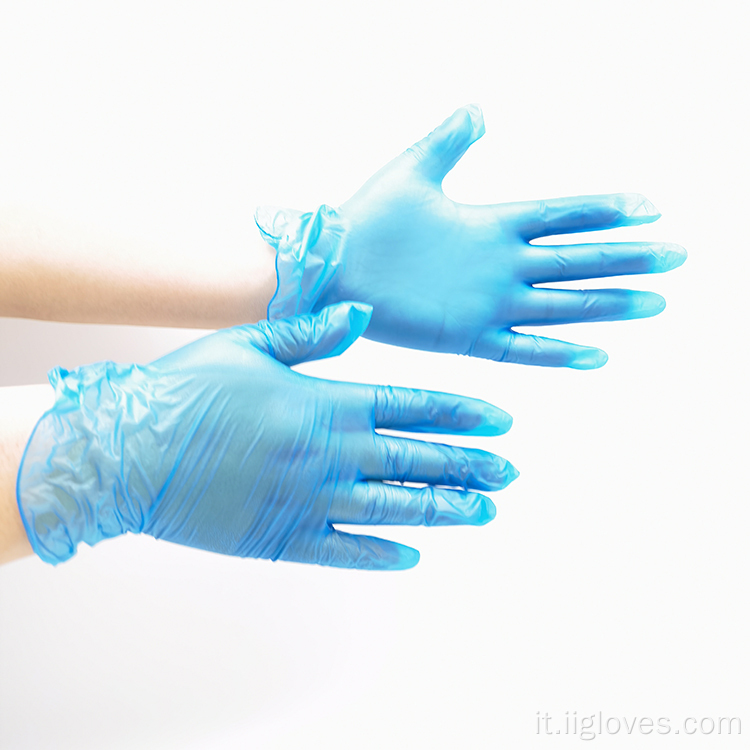 Vendita di massa blu Colore blu guanti in PVC in PVC
