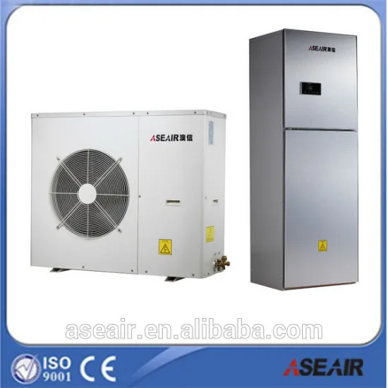 Domestic split heat pump air to water heating and cooling