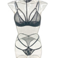 personalizar conjunto de lingerie sexy de renda transparente com 2 peças