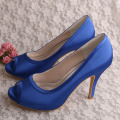 Blå öppna tå skor för bröllopsstorlek 6