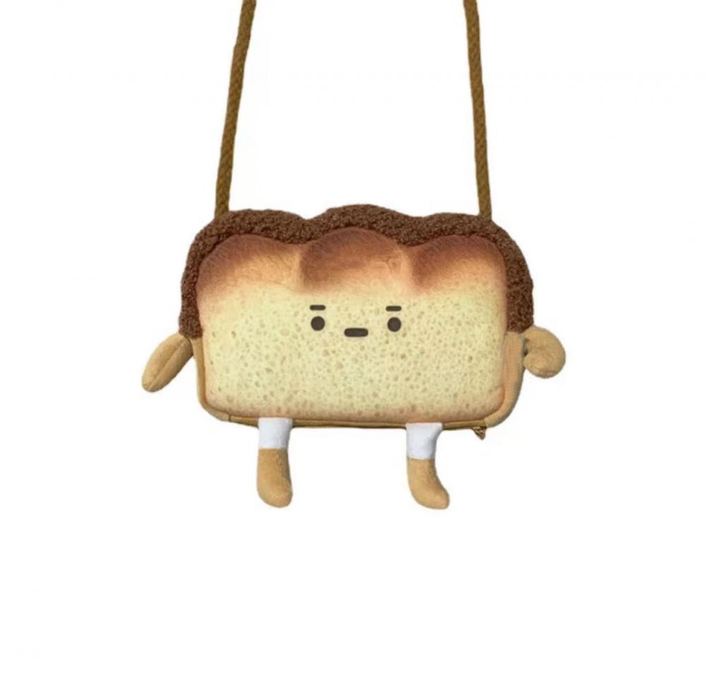 Realistic toast stuffed toy shoulder bag