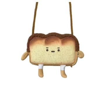 Realistic toast stuffed toy shoulder bag