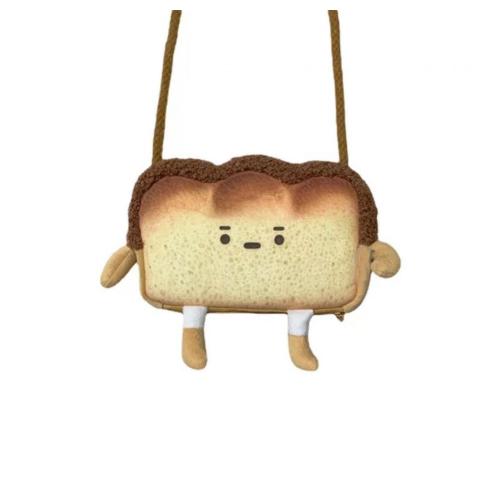 Realistic toast stuffed toy shoulder bag