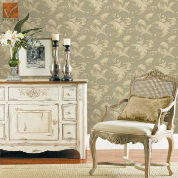Embossed heavy pvc wallpaper Italian design wallcoverings for sitting rooms
