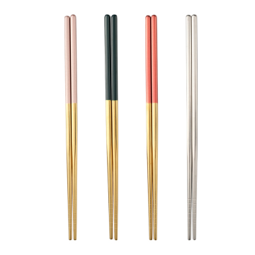 Custom Korean Style Logo Titanium Gold Chopsticks Made of Stainless Steel 304