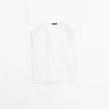 Women's urban versatile style linen blend crochet short sleeved shirt