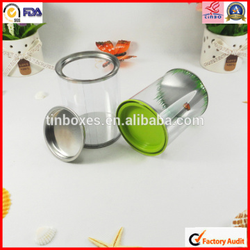 Small fancy pvc tin container,pvc tin box,tin container with pvc body