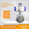 Válvula borboleta flangeada pneumática SS com vedação rígida