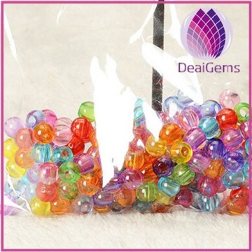 10mm Acrylic Mix Colors Lucid Big Hole Round Beads for Kids Diy Jewelry