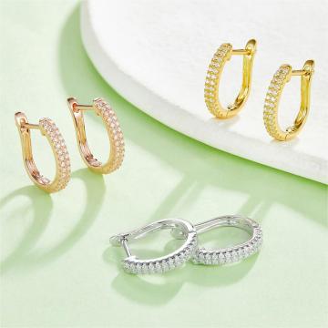 Trendy Gold plattiert 925 Sterlingsilber 0,28ct VVS Moissanite Hoop Ohrringe für Frauen
