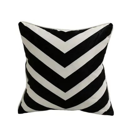 Customized Double Sided Black and White Chevron Stripe Moroccan Pillow Cushions